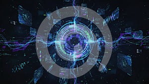 Futuristic Digital Network with Glowing Data Streams and Interactive Interfaces